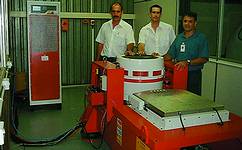 Checking out the LDS vibration system at Toyota are (from left), Shane Ramsey &#8211; test engineer, Warren Engler &#8211; principal engineer, and Tony Bettencourt - manager R&D